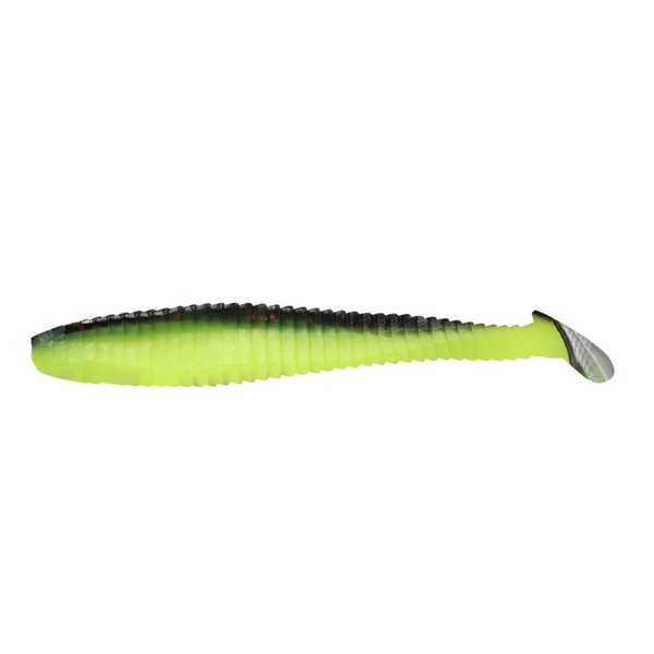 Виброхвост Yaman Pro Flatter Shad (5 см, 6 шт/уп) Black Red Flake/Chartreuse, №32