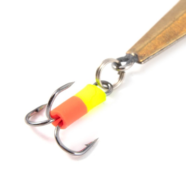 Блесна Яман Ромбодротик с тройником никель/латунь, 36 мм