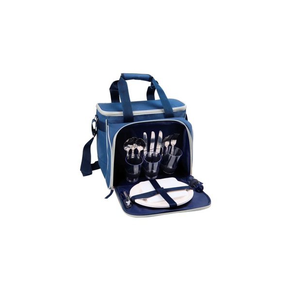 Термосумка с набором посуды Арктика синий, 4 персоны