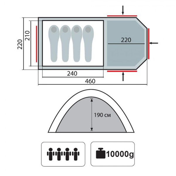 Палатка Tramp Anaconda 4 V2 песочный