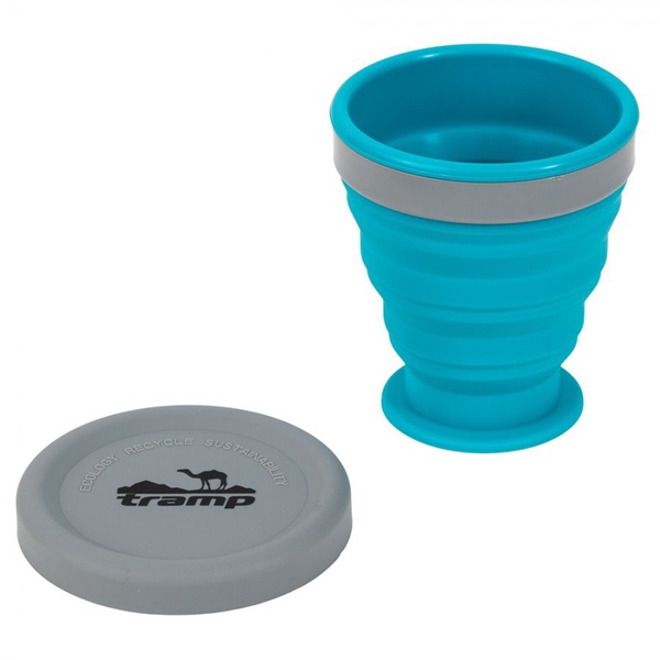 Стакан складной Tramp TRC-126 (с крышкой, силикон, 0.2 л) аквамарин