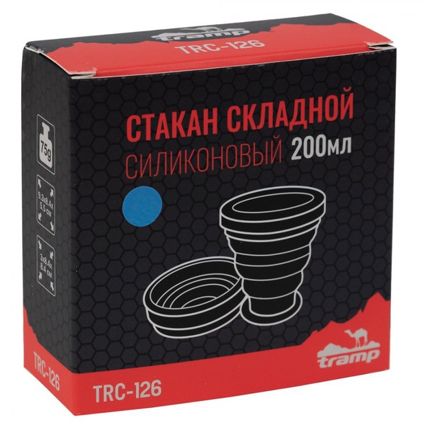 Стакан складной Tramp TRC-126 (с крышкой, силикон, 0.2 л) аквамарин