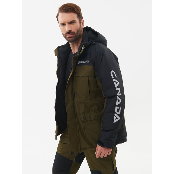 Костюм зимний Huntsman Канада хаки/чёрный, тк. Оксланд