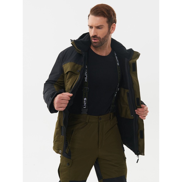 Костюм зимний Huntsman Канада хаки/чёрный, тк. Оксланд
