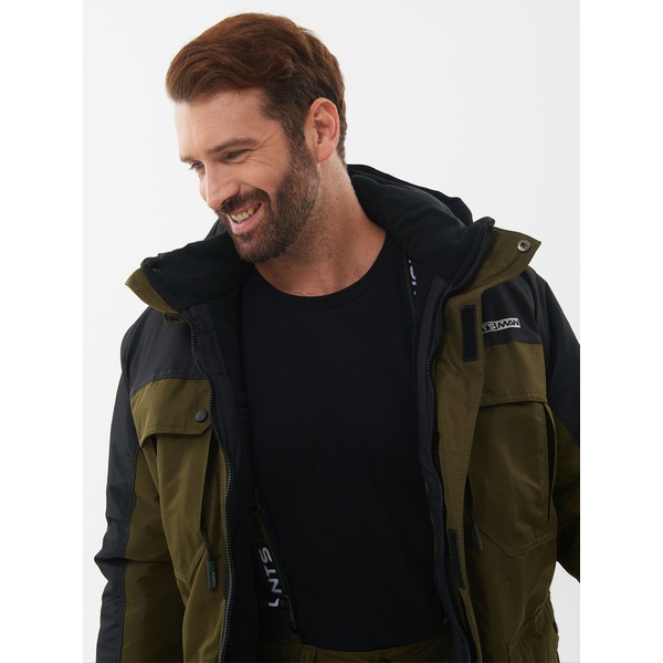 Костюм зимний Huntsman Канада хаки/чёрный, тк. Оксланд