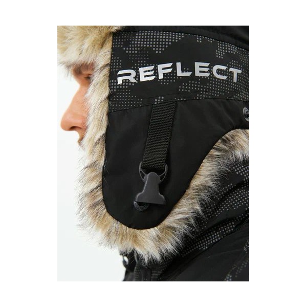 Шапка-ушанка Huntsman Reflect черный/мех Волк