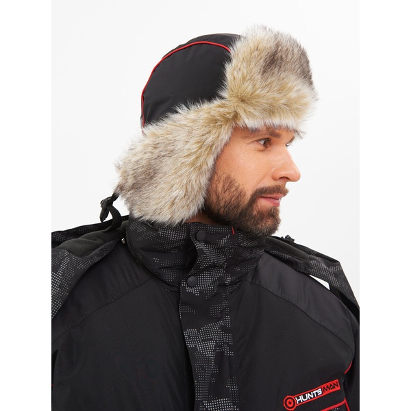 Шапка-ушанка Huntsman Reflect черный/мех Волк