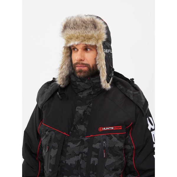 Шапка-ушанка Huntsman Reflect черный/мех Волк