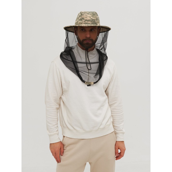 Панама-накомарник Huntsman Антигнус с кольцом (тк. смесовая рип-стоп) Светлый пиксель 128/2