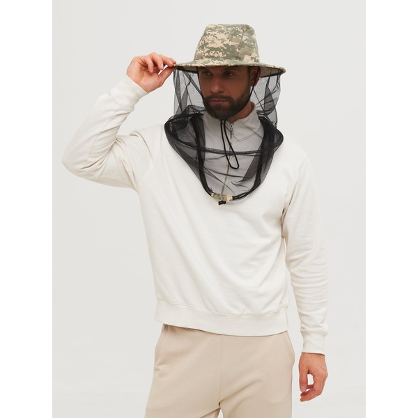 Панама-накомарник Huntsman Антигнус с кольцом (тк. смесовая рип-стоп) Светлый пиксель 128/2