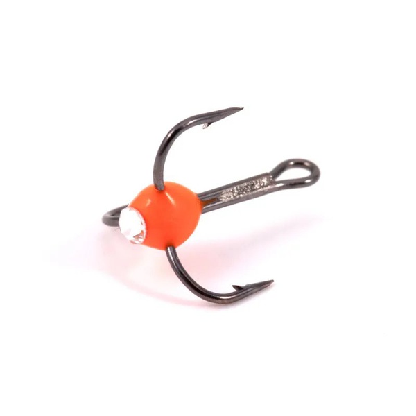Крючок-тройник Яман (с каплей и глазком, 5 шт) флуоресцентный красный, №14