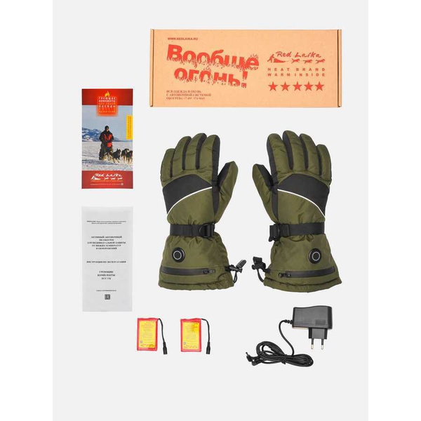 Перчатки с подогревом RedLaika Lux сенсорные, на аккумуляторах Зелёный/Хаки, до 9 часов (3000 mAh)