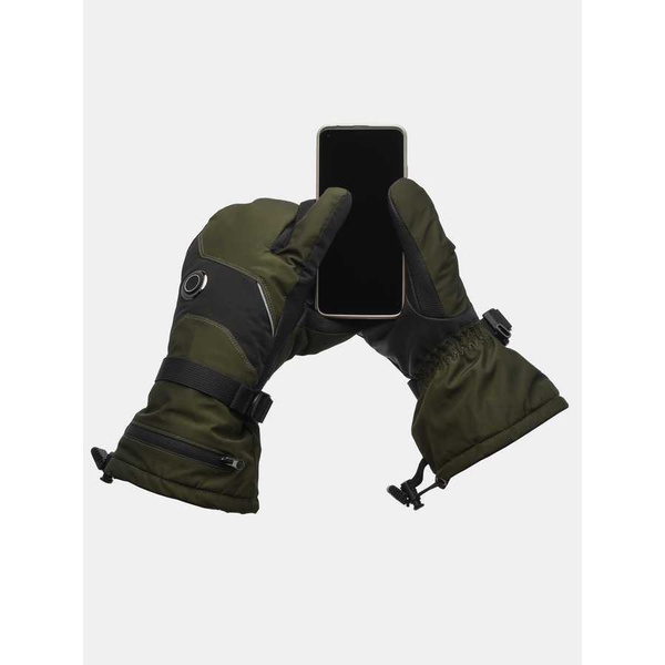 Рукавицы с подогревом RedLaika RL-R-06 на аккумуляторах, сенсорные Хаки/Зелёный, до 9 часов (3000 mAh)