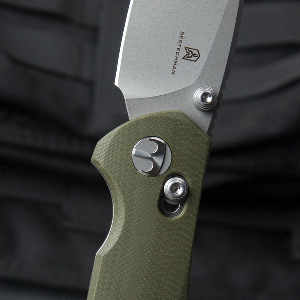 Нож Bestechman Ronan (сталь 14C28N, рукоять G10) зеленый, обработка stonewash
