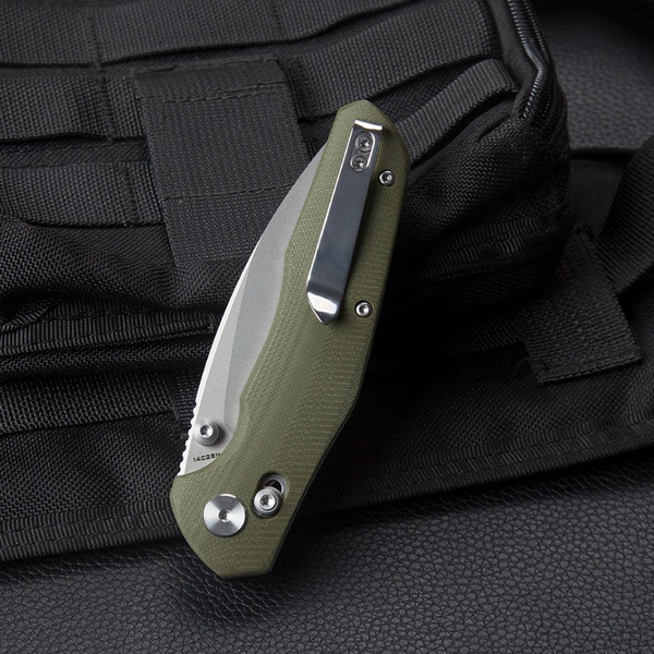 Нож Bestechman Ronan (сталь 14C28N, рукоять G10) зеленый, обработка stonewash