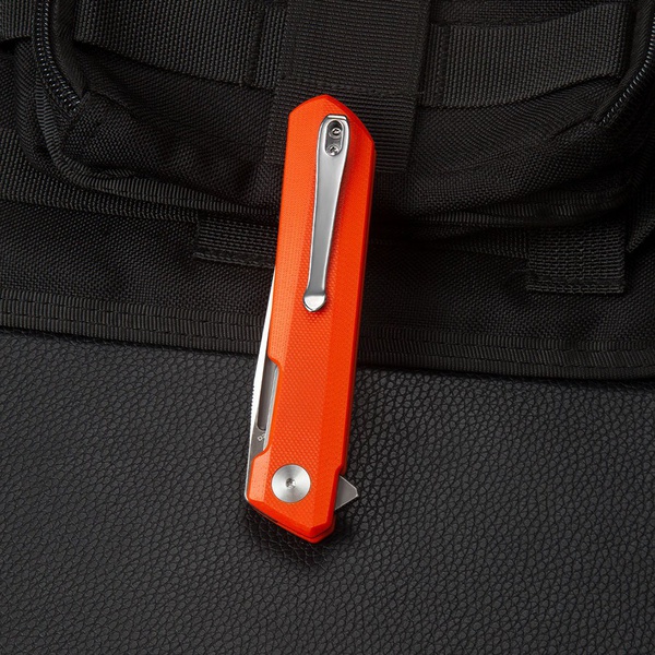 Нож Bestechman Dundee (сталь D2, рукоять G10) оранжевый, титанирование/сатин