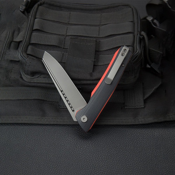 Нож Bestech Slyther (сталь 14C28N, рукоять G10) черный/красный, титановое покрытие