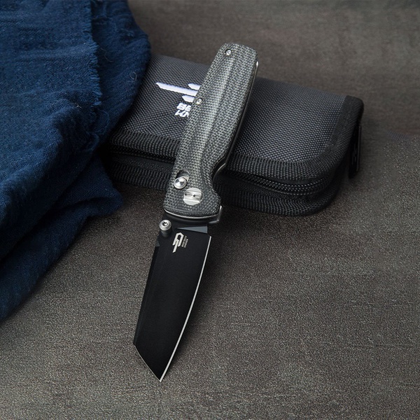 Нож Bestech Slasher (сталь D2, рукоять Микарта) черный, blackwash обработка