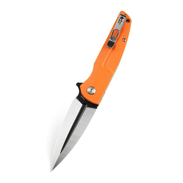 Нож Bestech Fin (сталь 14C28N, рукоять G10) оранжевый, blackwash + satin обработка