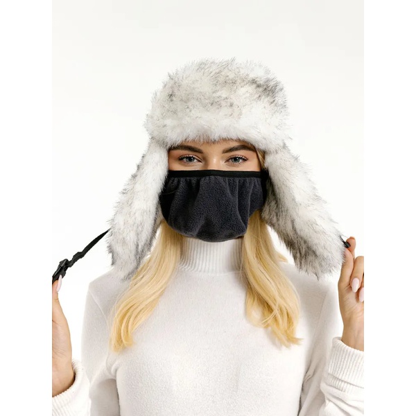 Шапка-ушанка Skadi Gear Skadi (с маской) Лаванда/Серый/Белый волк