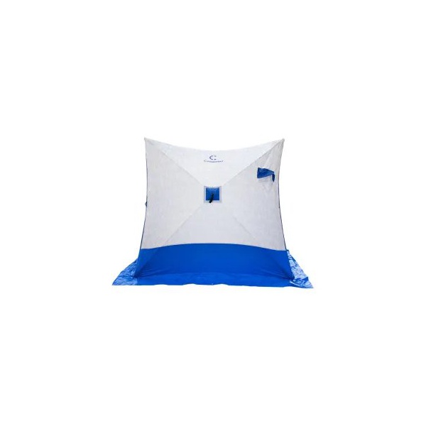 Палатка для зимней рыбалки Следопыт 2-скатная синий/белый с принтом