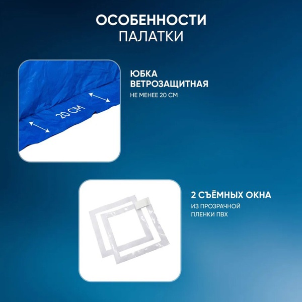 Палатка для зимней рыбалки Следопыт 2-скатная синий/белый с принтом