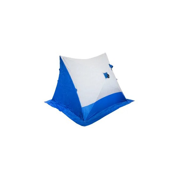Палатка для зимней рыбалки Следопыт 2-скатная синий/белый с принтом