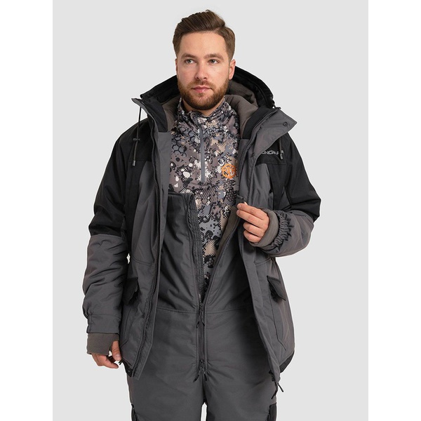 Костюм Тритон Strong -40 с полукомбинезоном (Таслан) серый/чёрный