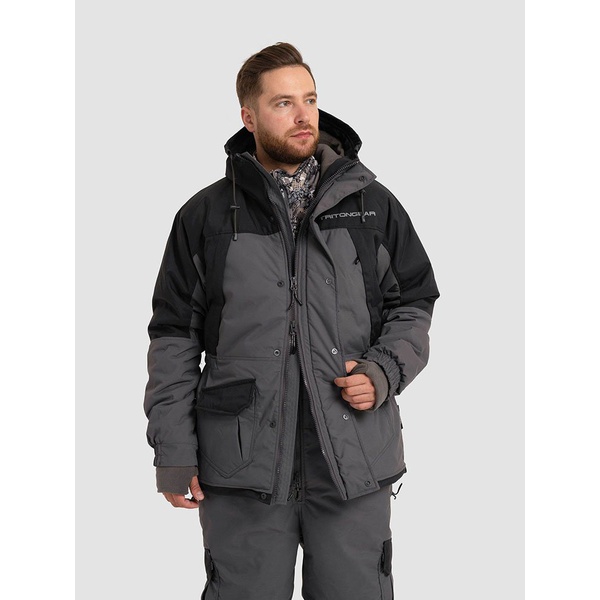 Костюм Тритон Strong -40 с полукомбинезоном (Таслан) серый/чёрный