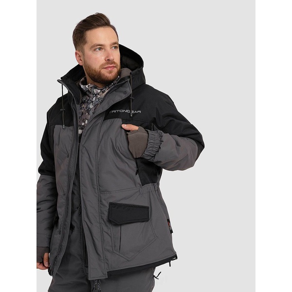 Костюм Тритон Strong -40 с полукомбинезоном (Таслан) серый/чёрный