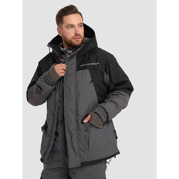 Костюм Тритон Strong -40 с полукомбинезоном (Таслан) серый/чёрный