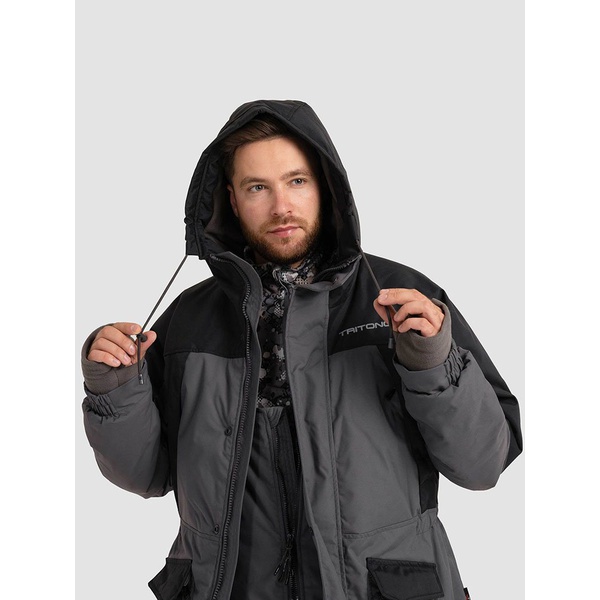 Костюм Тритон Strong -40 с полукомбинезоном (Таслан) серый/чёрный