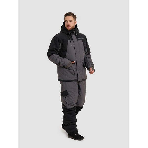 Костюм Тритон Strong -40 с полукомбинезоном (Таслан) серый/чёрный