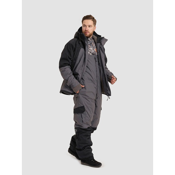 Костюм Тритон Strong -40 с полукомбинезоном (Таслан) серый/чёрный