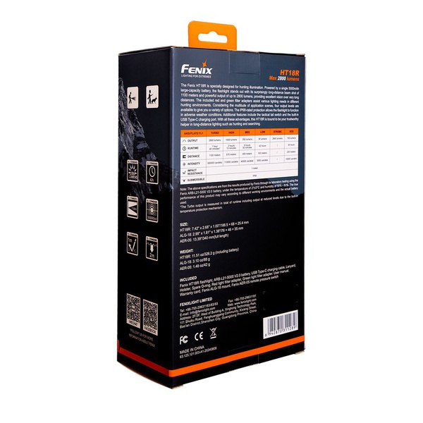 Фонарь Fenix HT18R + крепление на оружие ALG-18 + тактич. кнопка AER-05