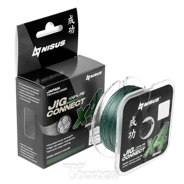 Шнур Nisus Jig Connect X4 PE Dark Green (150 м) 0.08 мм