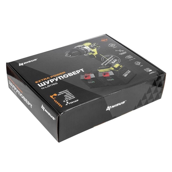 Шуруповерт-электробур Nisus N-LB176S (18V 6A 150 Нм)
