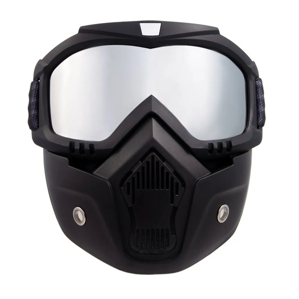 Маска мотоциклетная/снегоходная Следопыт M7 линза chrome silver +transparent