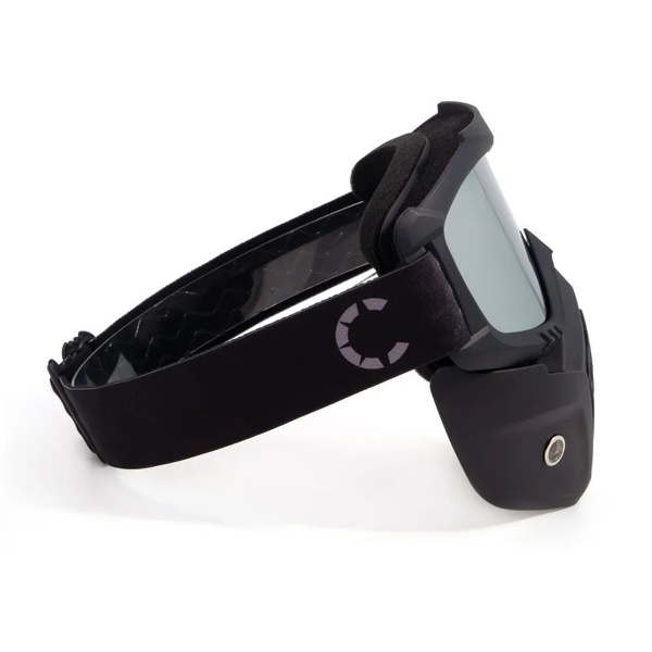 Маска мотоциклетная/снегоходная Следопыт M7 линза chrome silver +transparent