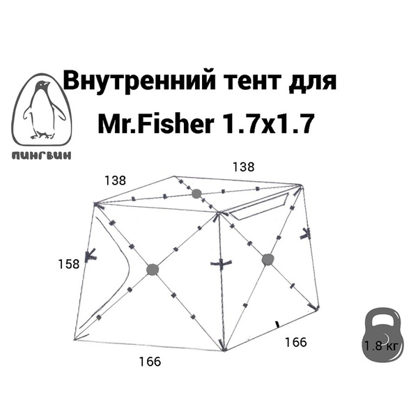 Тент внутренний для палатки Пингвин Mr. Fisher 1,7х1,7