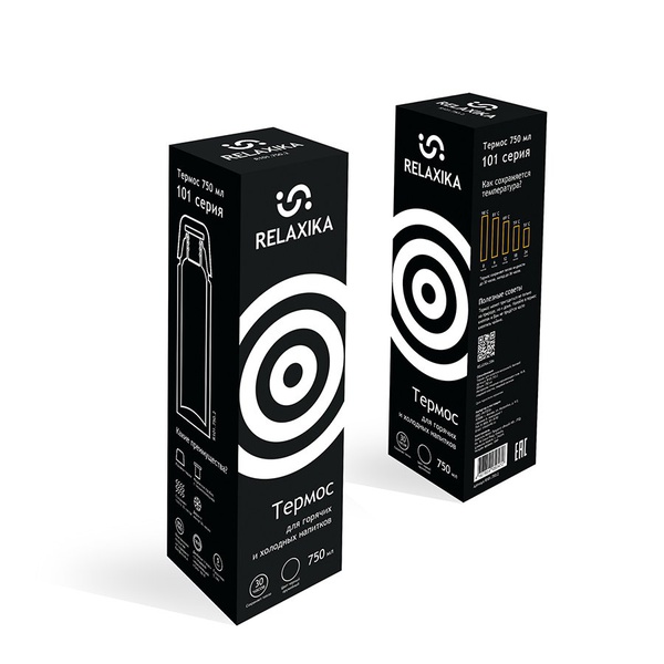 Термос Relaxika 101 чёрный, 0,75 л