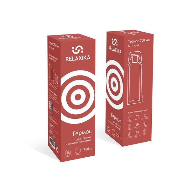 Термос Relaxika 101 красный, 0,75 л