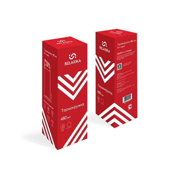 Термокружка Relaxika 701 красный (без логотипа), 0,48 л