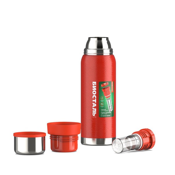 Термос Biostal Охота NBR-750Z-R (2 чашки, с ситечком) красный, 0,75 л