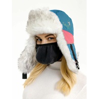 Шапка-ушанка Skadi Gear Skadi (с маской) Морской/Коралл/Белый волк