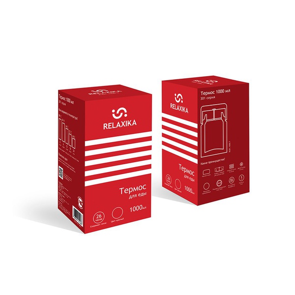 Термос для еды Relaxika 301 красный, 1 л