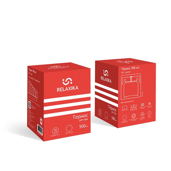 Термос для еды Relaxika 301 красный, 0,5 л