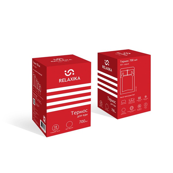 Термос для еды Relaxika 301 красный, 0,7 л