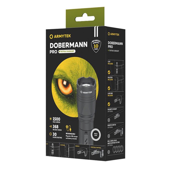 Фонарь тактический ArmyTek Dobermann Pro Magnet USB (1500 лм, холодный свет, аккумулятор)