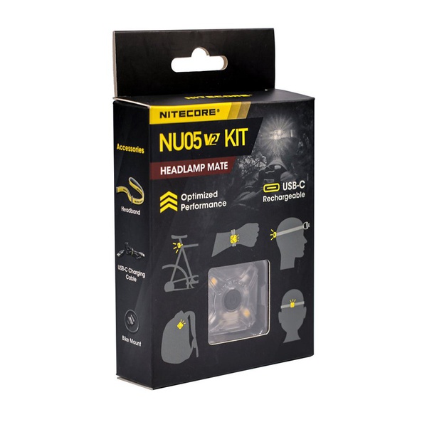 Фонарь налобный Nitecore NU05 V2 KIT (35 лм, аккумулятор)